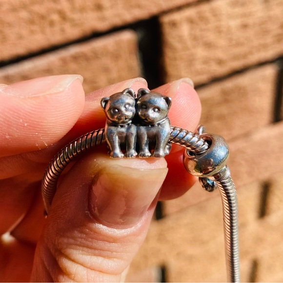 Pandora Bracelet with Blue Sapphire and Kitten Charms - Picture 3 of 6